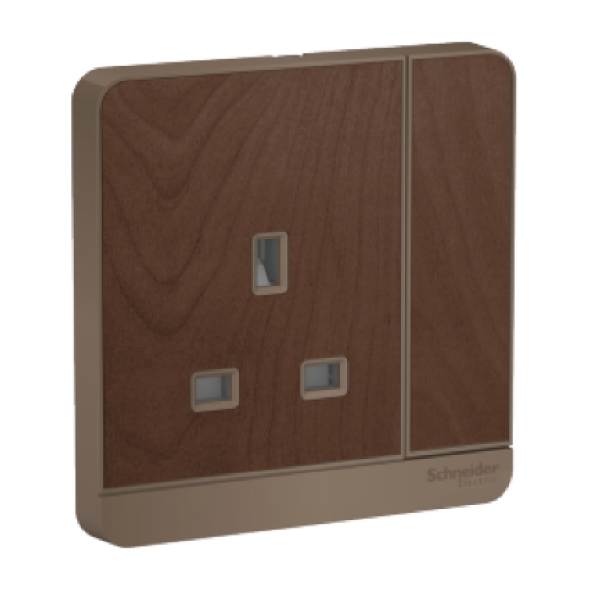 Schneider Electric 施耐德電氣 AvatarOn 13A 單位連保護門有掣插座連LED指示燈 (胡桃木) (E8315N_WD_C5)